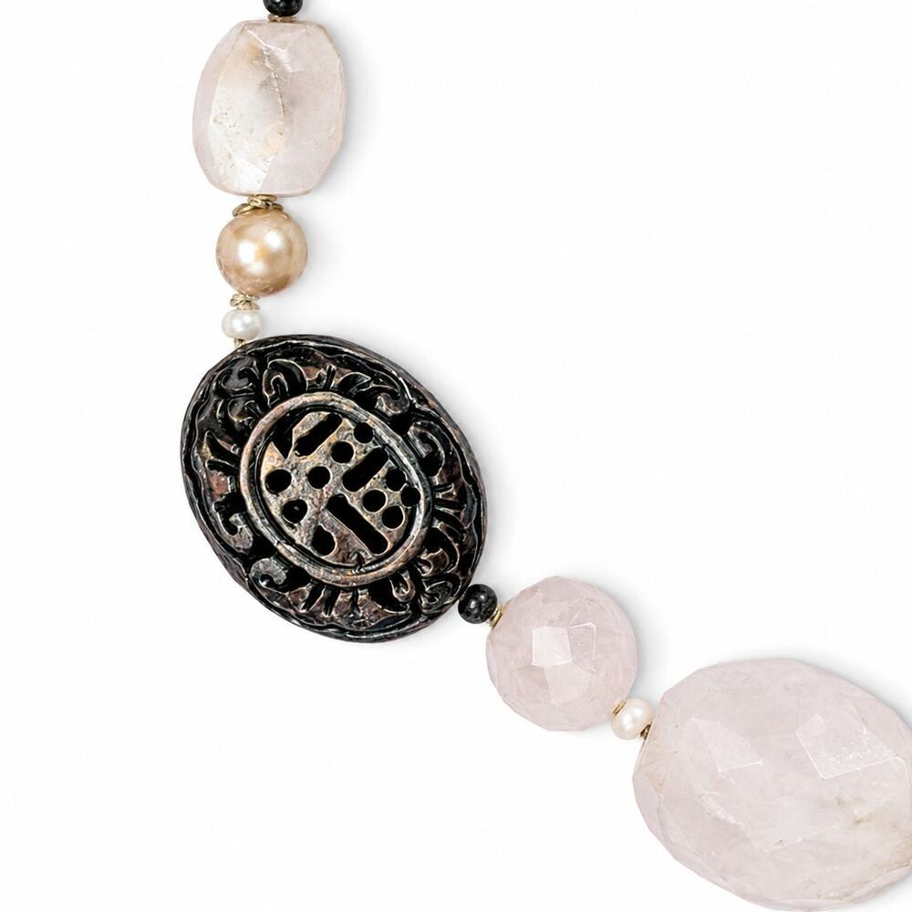 Silpada Peyote Bird Rose Quartz Gemstone Necklace N1819 Sterling Silver - Picture 3 of 5